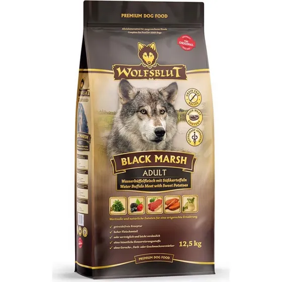WolfsBlut Black Marsh Adult hundefoder, 12,5 kg