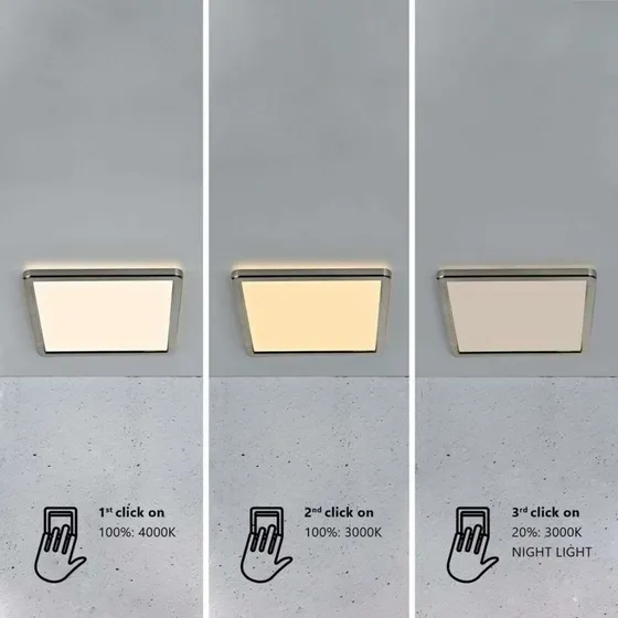Nordlux Oja Square loftlampe, justerbar lysfarve, nikkel, 2,3 cm
