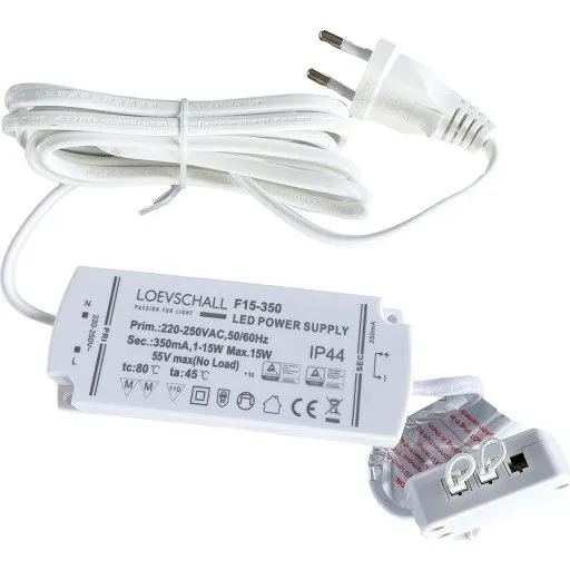 Loevschall LED driver 350mA, 1-15W, IP44, ikke dæmpbar
