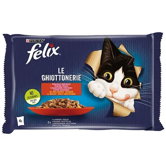 Felix Le Ghiottonerie okse & kylling i gelé 4x85 g