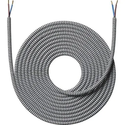 Nielsen Light stofledning 2x0,75 mm², 4 m, sort/hvid