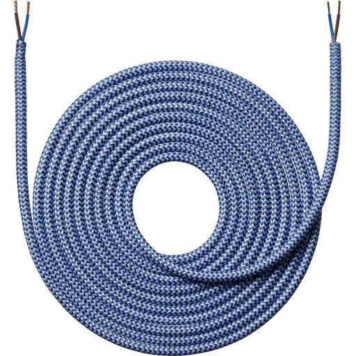 Nielsen Light stofledning 2x0,75 mm², 4 m, mørkeblå zigzag