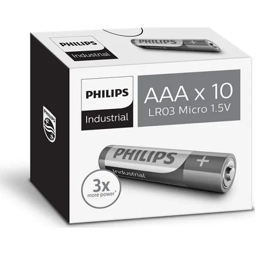 Philips Industrial Alkaline AAA 10 stk. 1,5V