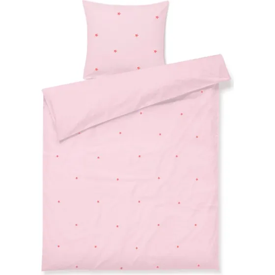 JUNA Daisy baby sengetøj 70x100 cm - Lyserød med broderede blomster