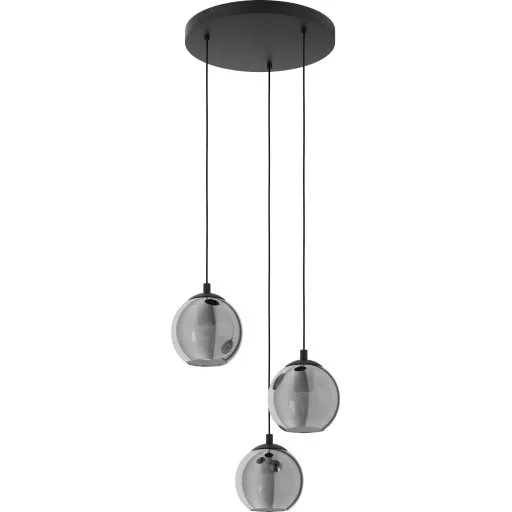 Eglo Ariscani klyngependel, 3-armet, sort røget glas, 1100x425 mm