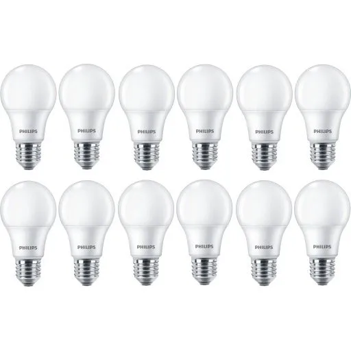 Philips E27 LED standardpære 8W 4000K 12-pak