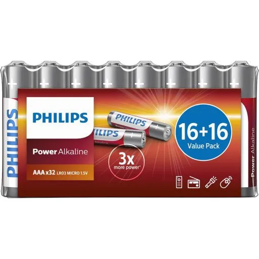 Philips Power Alkaline AAA 32 stk. 1,5V