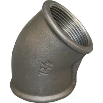 1/2" Sort vinkel 45° muffe/muffe