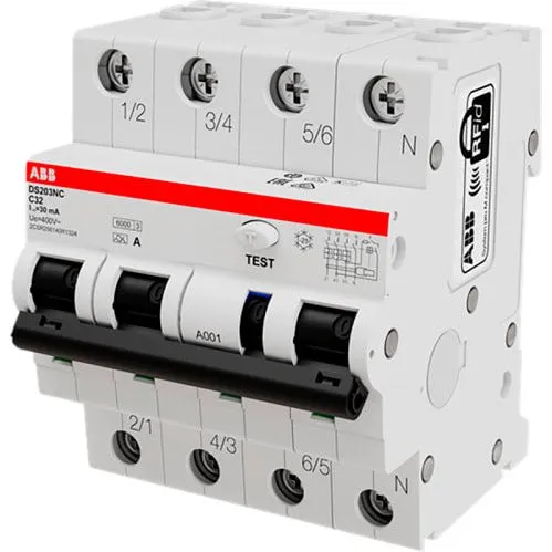 ABB DS203NC HPFI Kombiafbryder 3P+N 32A 30mA