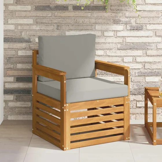 vidaXL Udendørs Sofa Soli Akacietræ & Polyester Naturfarvet