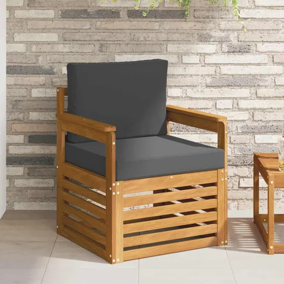 vidaXL Udendørs Sofa Soli Akacietræ & Polyester Naturfarvet
