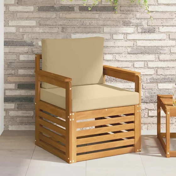 vidaXL Udendørs Sofa Soli Akacietræ & Polyester Naturfarvet