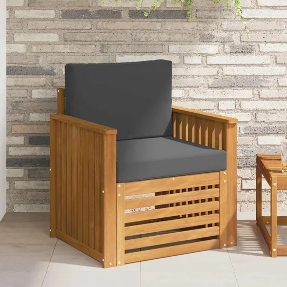 vidaXL Udendørs Sofa Soli Akacietræ & Polyester Naturfarvet