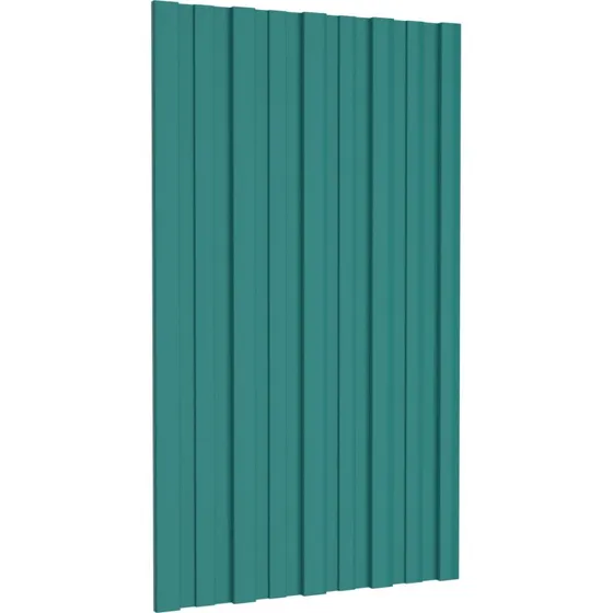 vidaXL Tagpanel 12 stk Grøn 80 x 45 cm Galvaniseret Stål