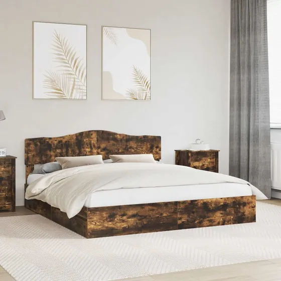 vidaXL Opbevaringsseng Røget Eg 180 x 200 cm Konstrueret Træ