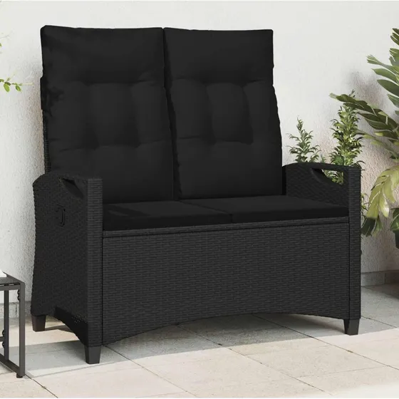 vidaXL Havebænk med pude, sort, 105 x 60 x 112 cm