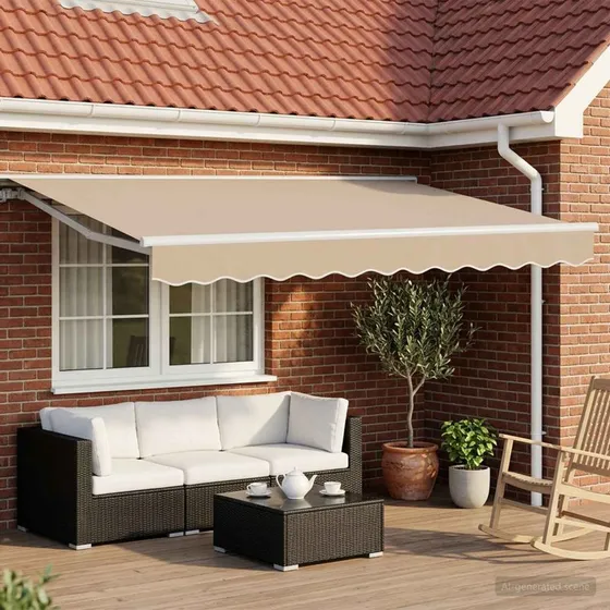 vidaXL Manuel Udtrækkelig Markise Beige 3,5 x 2,5 m