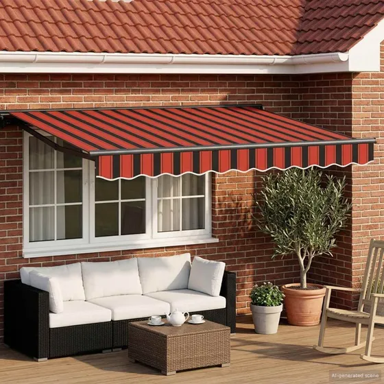 vidaXL Manuel Utrækkelig Markise 2,5 x 2 m - Orange/Sort/Gul