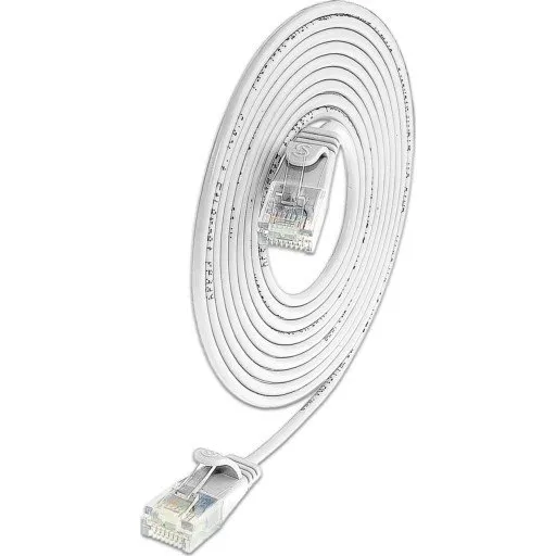 Net-com Patchkabel U/UTP Kat.6 2m, 2,8 mm, hvid