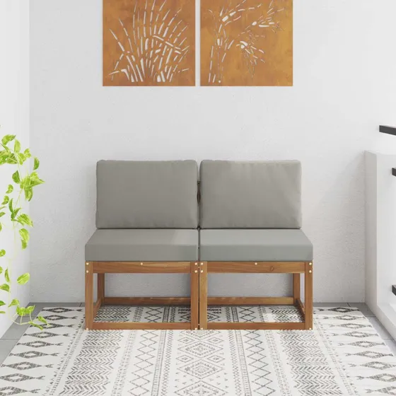 vidaXL 2 Stk Mellemsofa Akacietræ Naturfarvet