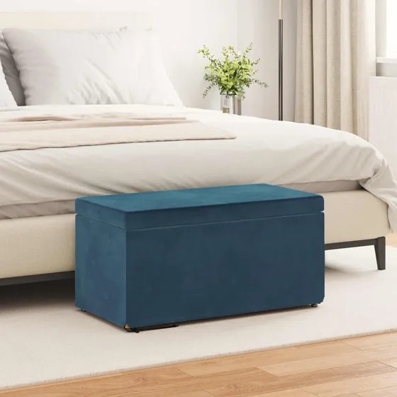 vidaXL Taburet Blå 81 x 41 x 40 cm Velour og Konstrueret Træ