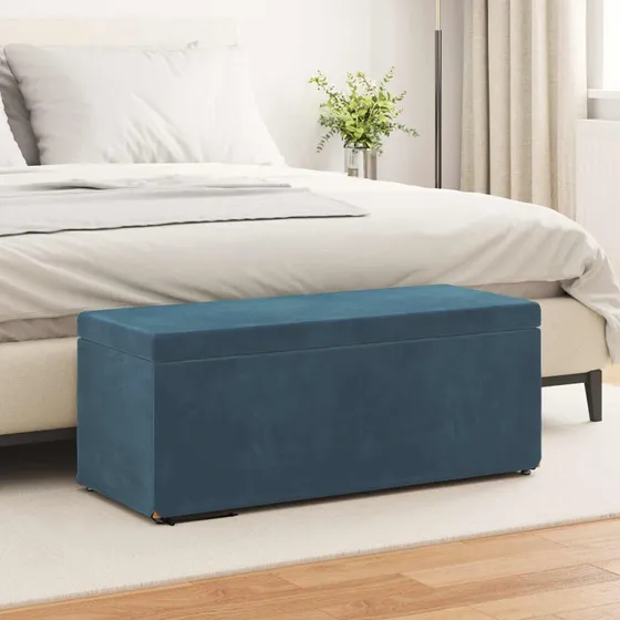 vidaXL Taburet Blå 101 x 41 x 40 cm Velour og Konstrueret Træ