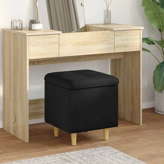 vidaXL Opbevaringstomane med pude, Sort 40 x 40 x 45 cm