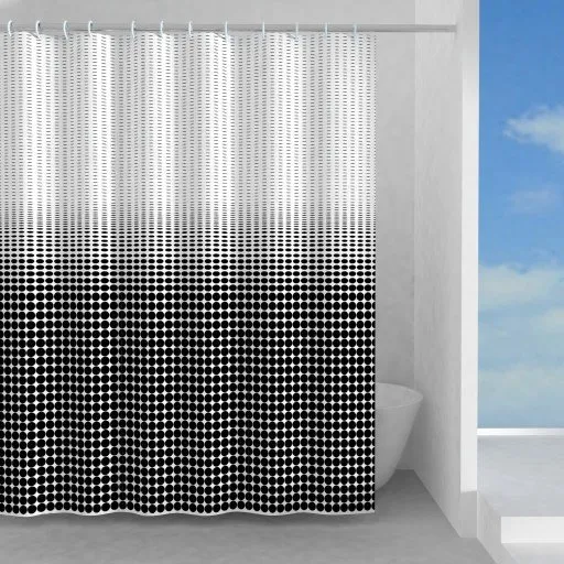 Hefe Illusion badeforhæng 120x200 cm hvid/sort