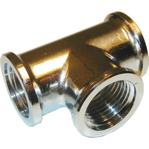 Kromet messing tee 1/2" muffe x muffe