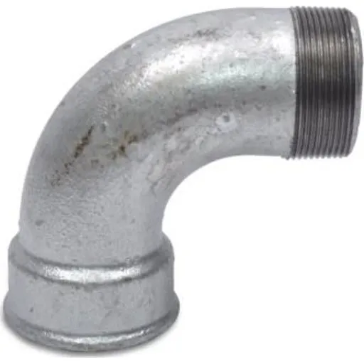 +GF+ Bøjning 90° galvaniseret lang muffe/nippel 1"