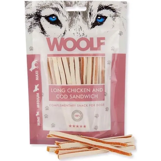 WOOLF Long Chicken og Cod Sandwich, 100 g