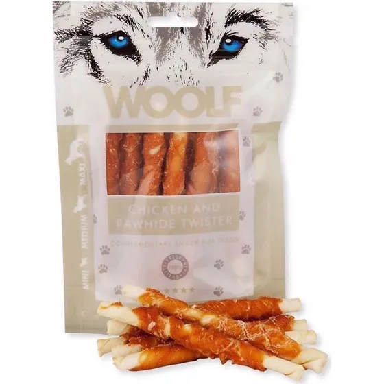 WOOLF Chicken og Rawhide Twister, 100 g
