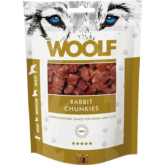WOOLF Rabbit Chunkies 100 g – Naturlige kornfrie godbidder med kaninkød