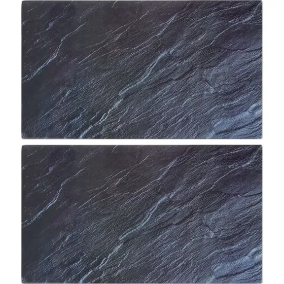vidaXL Skærebrætter 2 stk. Naturstensmønster Hærdet Glas 52×30 cm