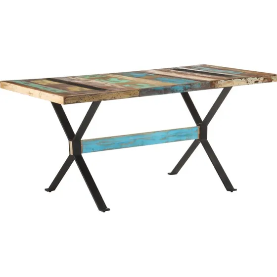 vidaXL Spisebord 160x80x76 cm i Massivt Genbrugstræ, Industriel Stil