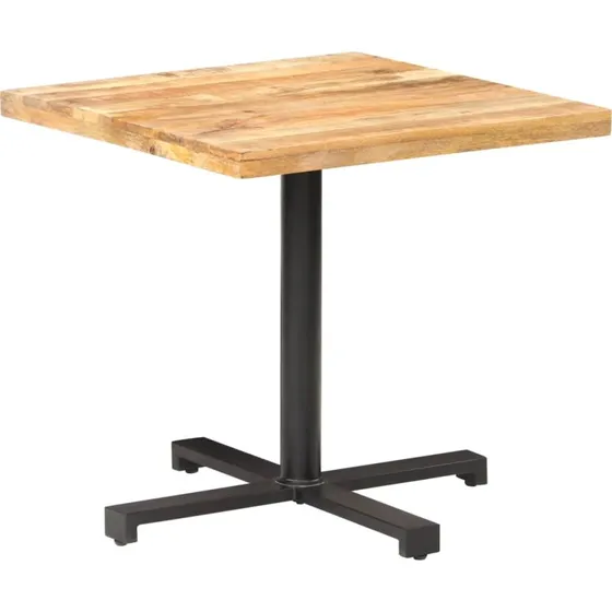 vidaXL bistrobord 80x80x75 cm i ru mangotræ med sort jernfod