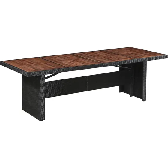 vidaXL havebord 240x90x74 cm polyrattan og akacietræ brun/sort