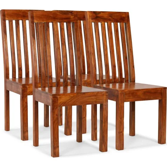 vidaXL 4 stk. spisebordsstole i massivt akacietræ, brun, moderne design