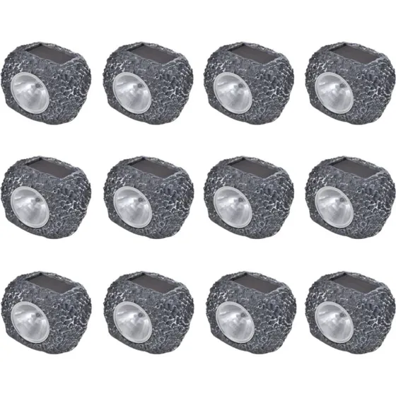 vidaXL 12 stk. solbaserede LED-spotlights, stendesign, sort