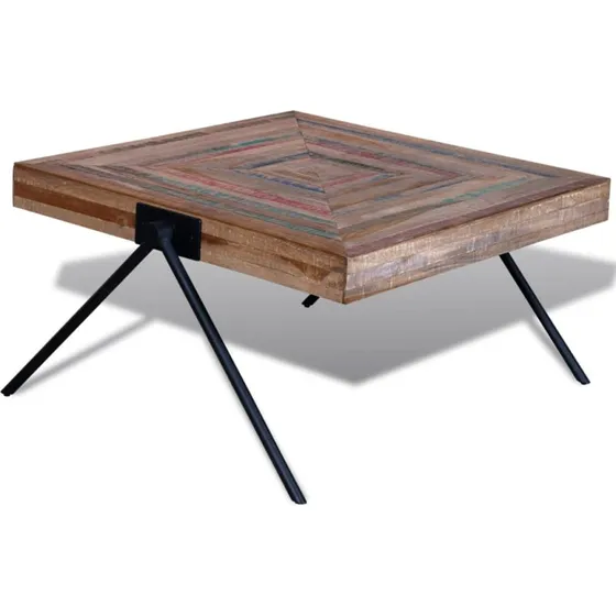 V-Formet Sofabord i Genbrugsteaktræ – 120x70 cm