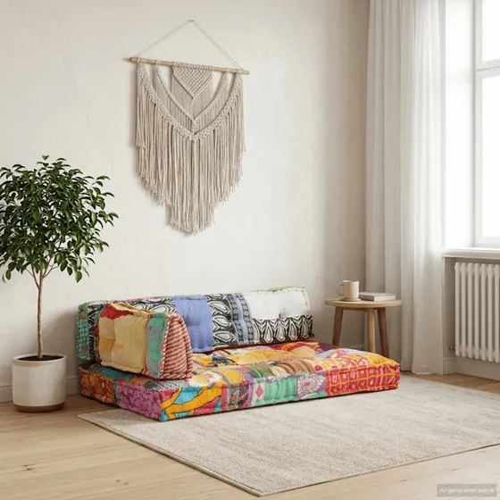 vidaXL Hynde til Pallesofa Stof Patchwork Flerfarvet