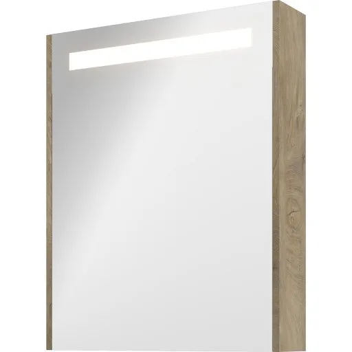 Sanibell Proline Spejlskab med LED, 60x74 cm, rå eg