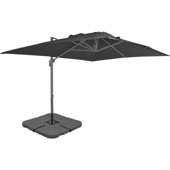 vidaXL Haveparasol 4x3 m med transportabel fod antracitgrå