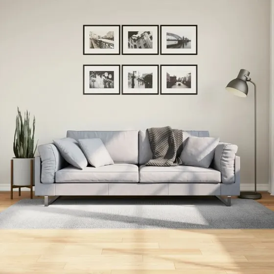 vidaXL IZA Gulvtæppe 100x200 cm Grå Kort Luv Skandinavisk Look