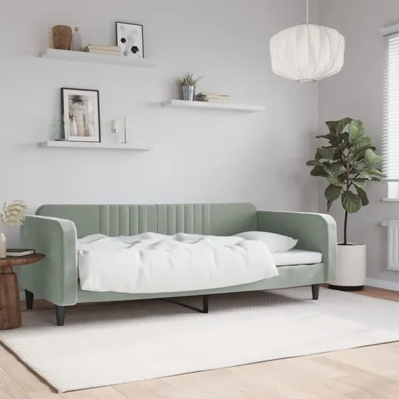 vidaXL Daybed 100x190 cm lysegrå velour