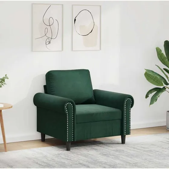 vidaXL Lænestol 60 cm Velour Lysegrøn