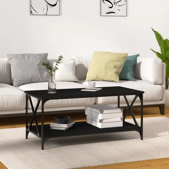 vidaXL sofabord 100x50x45 cm sort konstrueret træ og jern