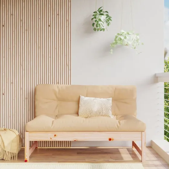vidaXL Midtermodul 120x80 cm i Massivt Fyrretræ med Beige Hynder