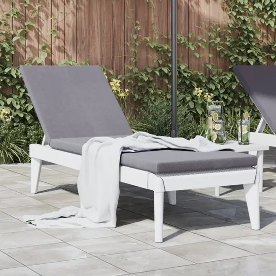 vidaXL Liggestol 186x60x29 cm PP hvid med 4-trins ryglæn
