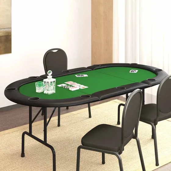 Pokerbord 10 pers. foldbart, grønt, 207x106x76 cm